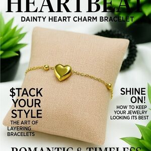 Gold Heart Charm Bracelet